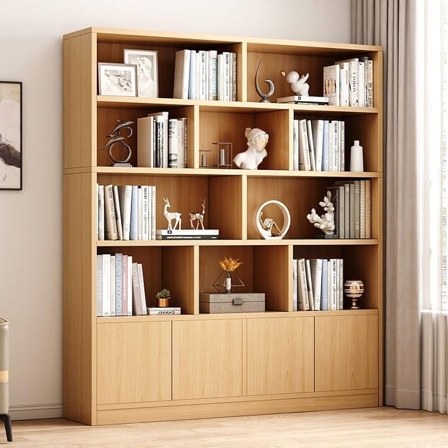 無垢材 2扉 収納キャビネット 日本製 プッシュ式扉 マルチキャビネット 2列2段 2×2 木製 北欧